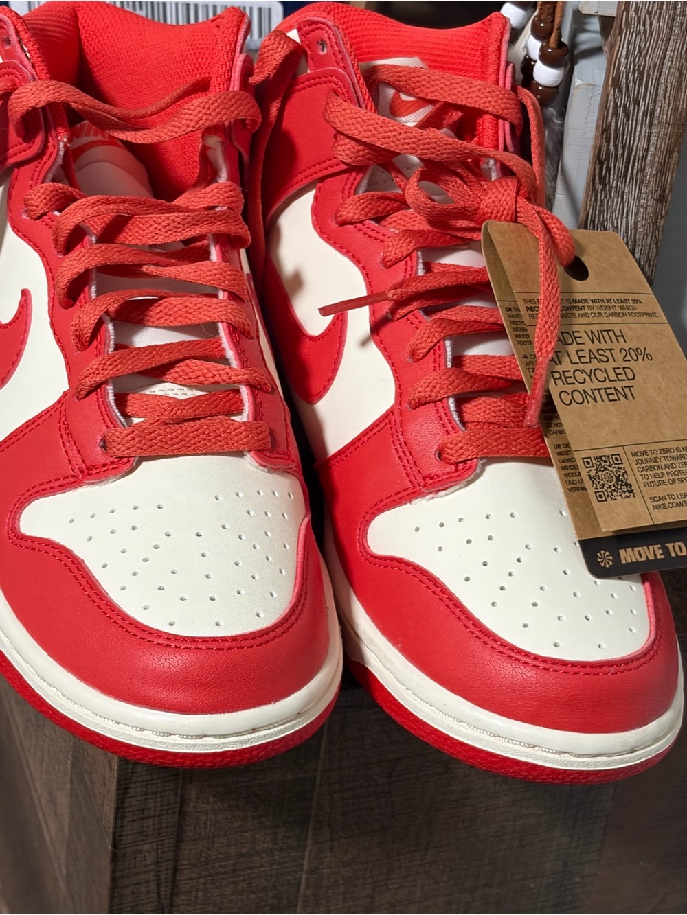 Nike Red and White Athletic Shoe (Visible Label)